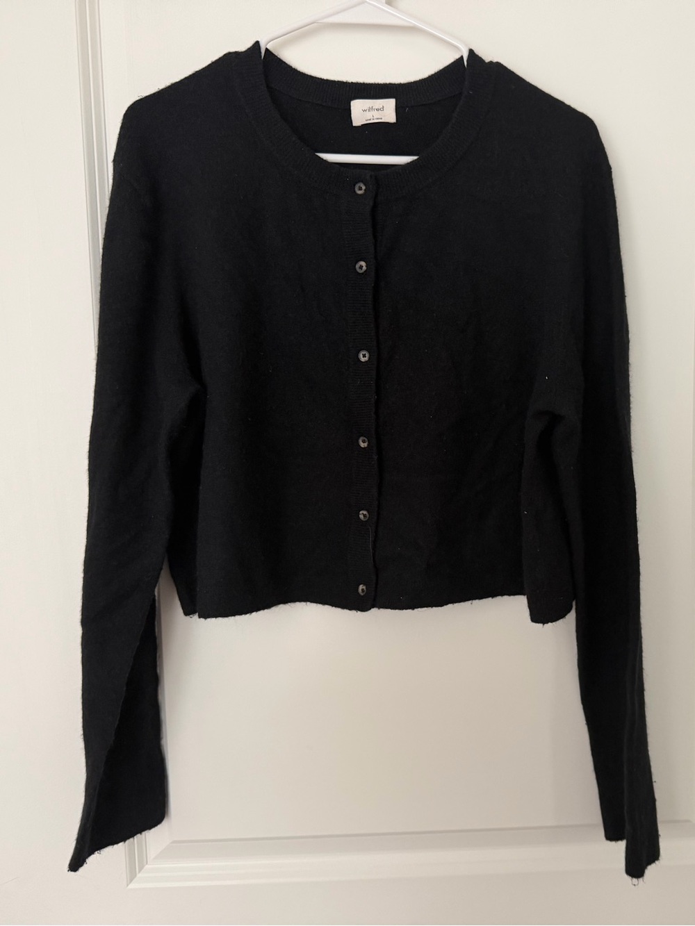 Wilfred Black Cropped Button-Front Cardigan